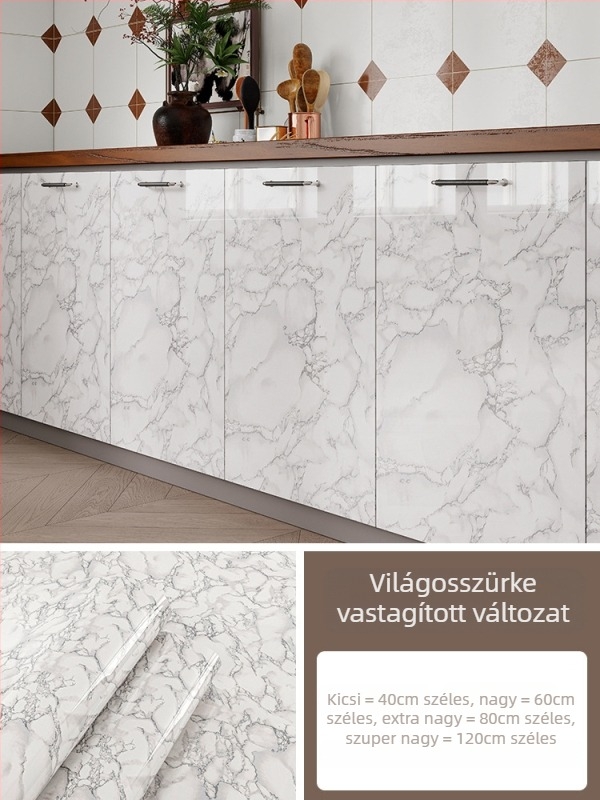 PVC-anyagból készült falmatrica szekrényekhez, márványmintás, 1 darab, tűzálló, vízálló, egyszerű modern stílus