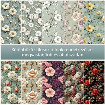 Öntapadós bútorfólia virágos retro mintával, felújításához szekrények és ruhásszekrények ajtóihoz, vízálló