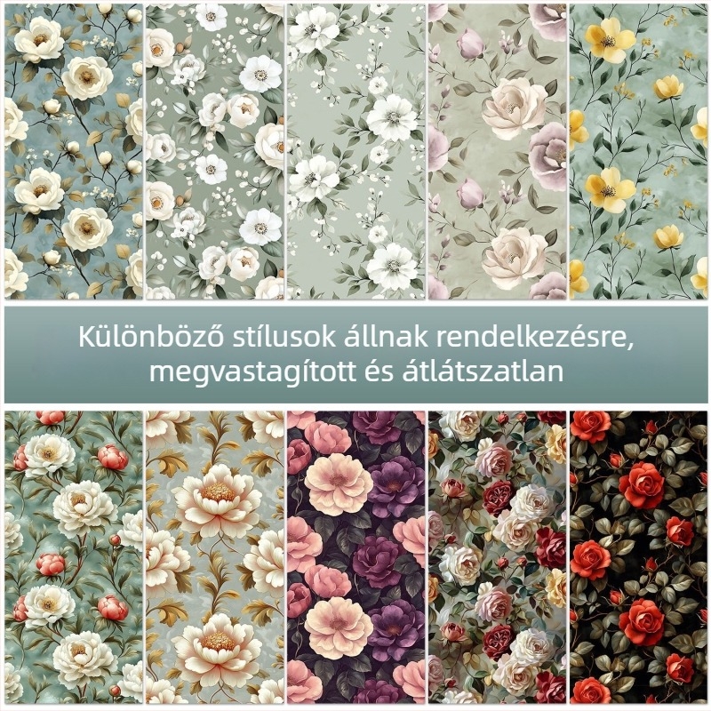 Öntapadós bútorfólia virágos retro mintával, felújításához szekrények és ruhásszekrények ajtóihoz, vízálló