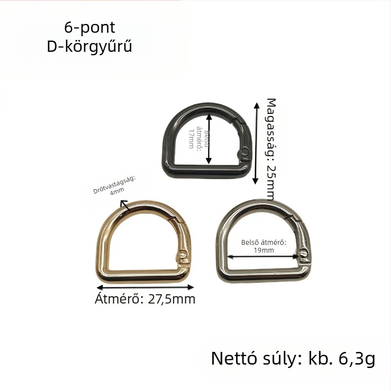 D‑formájú táska hardver készlet: rugós gyűrű, D‑formájú csat és vállszíj csat | Fém | Őszi 2024 megjelenés | Poggyász kiegészítők