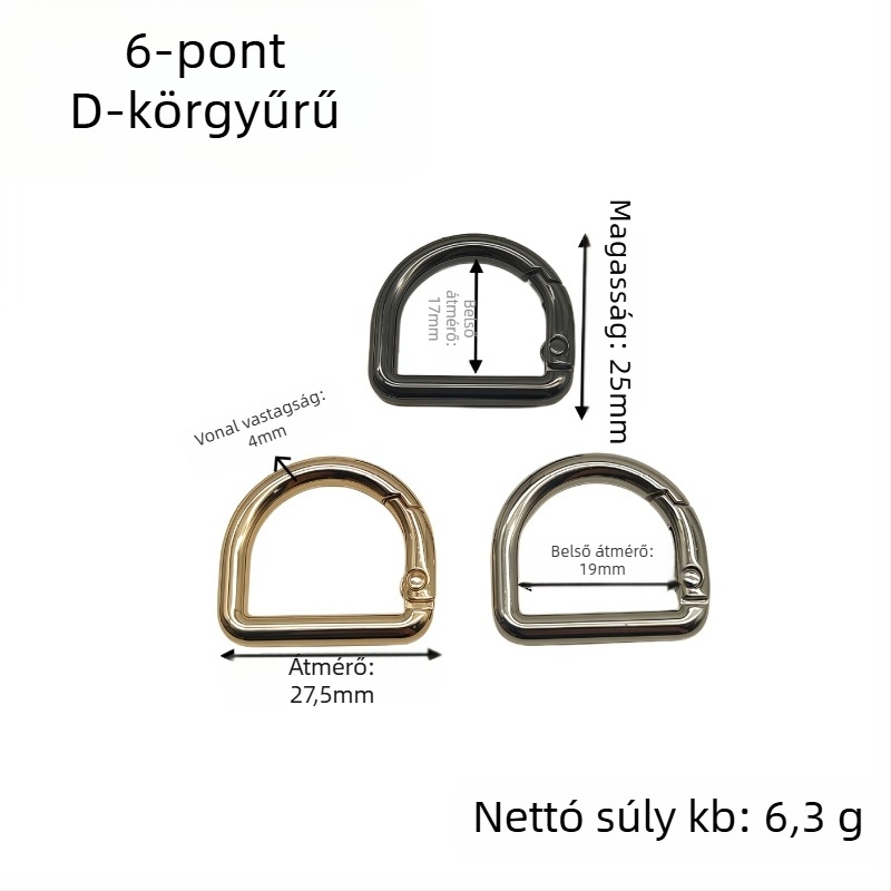 D‑formájú táska hardver készlet: rugós gyűrű, D‑formájú csat és vállszíj csat | Fém | Őszi 2024 megjelenés | Poggyász kiegészítők