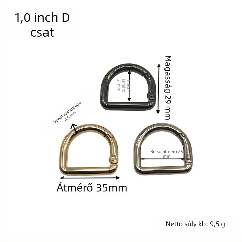 D‑formájú táska hardver készlet: rugós gyűrű, D‑formájú csat és vállszíj csat | Fém | Őszi 2024 megjelenés | Poggyász kiegészítők