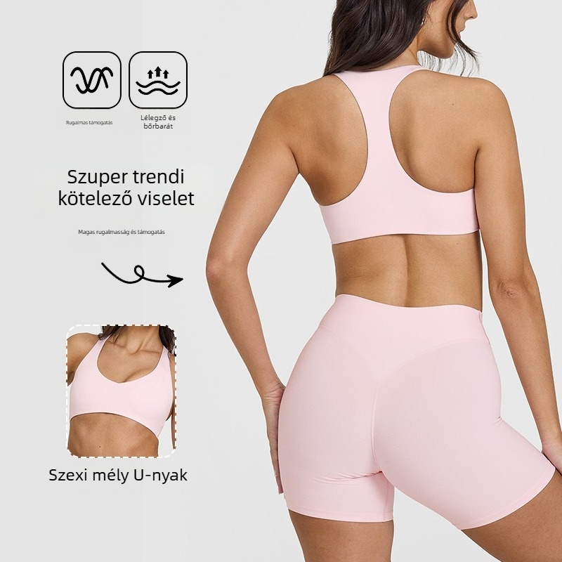 Magas intenzitású sportmelltartó, hátoldal I-formájú, rögzített dupla vállpántok, fő anyag: 75% nylon, 25% spandex; bélés: spandex 25%.