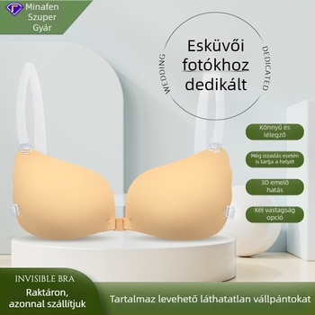 Szilikon mellbimbóvédők és láthatatlan melltartó esküvői fotókhoz — szárny alakú, lélegző, emelés és összegyűjtés, láthatatlan