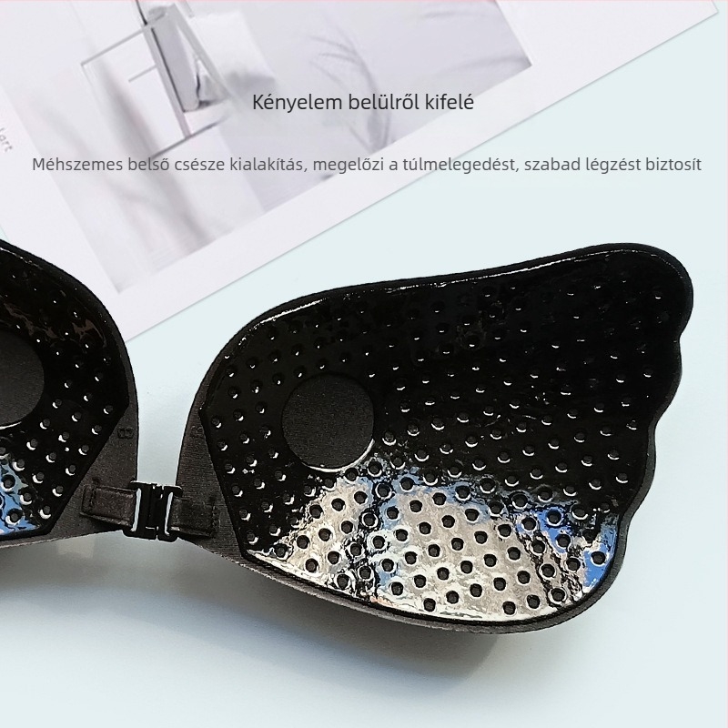 Szilikon mellbimbóvédők és láthatatlan melltartó esküvői fotókhoz — szárny alakú, lélegző, emelés és összegyűjtés, láthatatlan