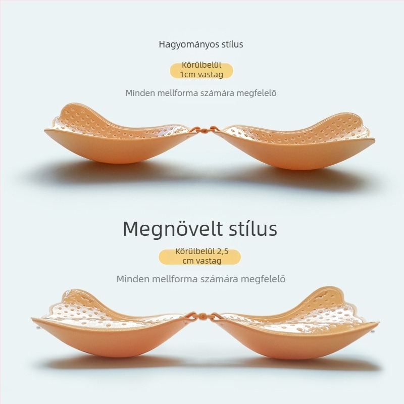 Szilikon mellbimbóvédők és láthatatlan melltartó esküvői fotókhoz — szárny alakú, lélegző, emelés és összegyűjtés, láthatatlan