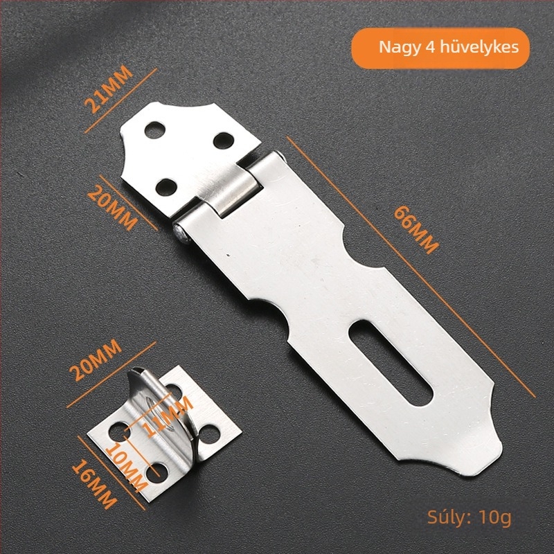 Zárlemez rozsdamentes acélból, modell 06 Lock Card, fiókokhoz, szekrényekhez, fa dobozokhoz, ablakokhoz és ajtókhoz, felület: wire-drawing, modern minimalizmus