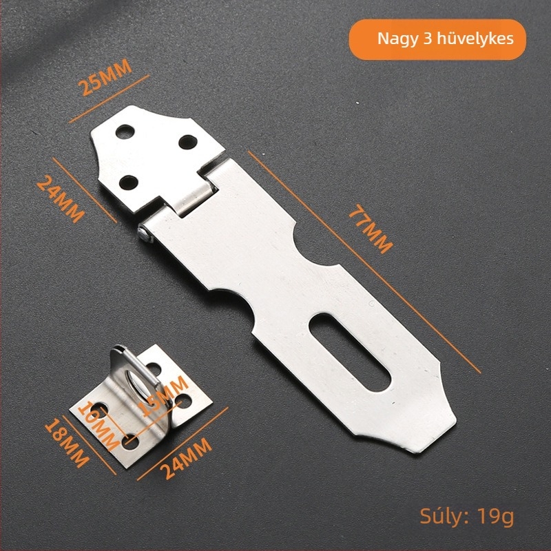 Zárlemez rozsdamentes acélból, modell 06 Lock Card, fiókokhoz, szekrényekhez, fa dobozokhoz, ablakokhoz és ajtókhoz, felület: wire-drawing, modern minimalizmus