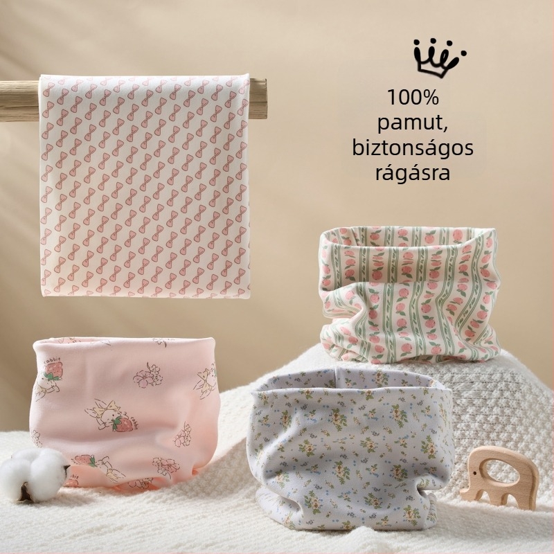 Gyerekeknek való pamut nyakmelegítő sál karikatúra mintával, lányoknak, téli meleg, szélvédő pulóver típus