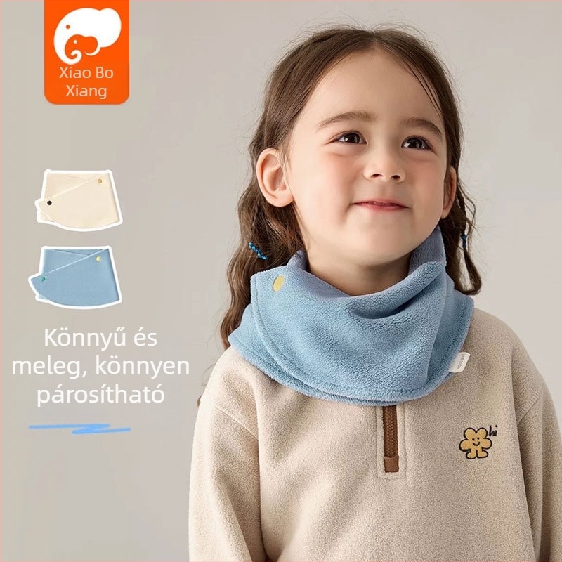 Gyerek sál polár fleece anyagból, japán és koreai bájos stílus, egyszínű mintával, meleg őszi-téli szezonra