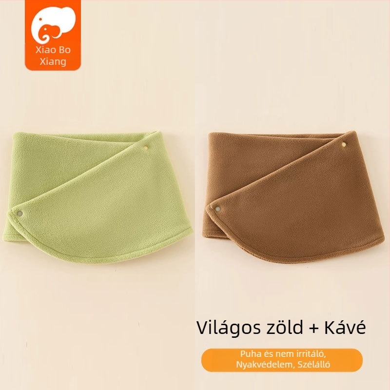 Gyerek sál polár fleece anyagból, japán és koreai bájos stílus, egyszínű mintával, meleg őszi-téli szezonra