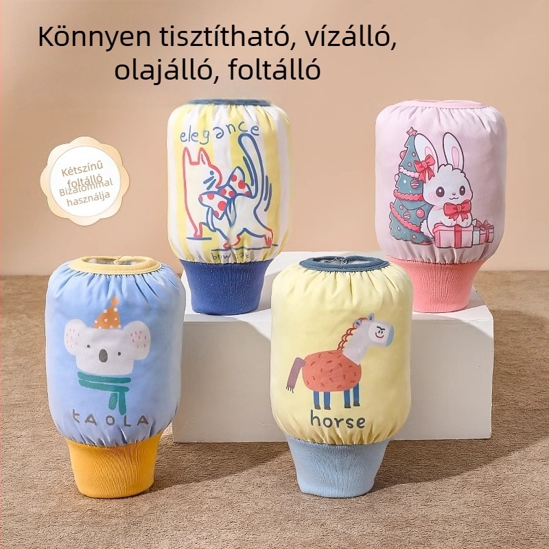 Gyerekeknek készült karvédők ősz-tél szezonra, kasmír, hímzett rajzfilmszerű mintával, uniszex