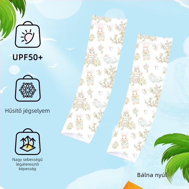 Gyerekek UV-védő ujjvédői, lélegző, rajzfilm mintával, 1–13 éveseknek