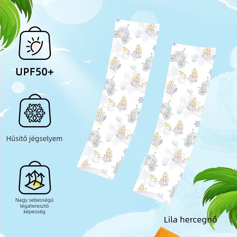 Gyerekek UV-védő ujjvédői, lélegző, rajzfilm mintával, 1–13 éveseknek
