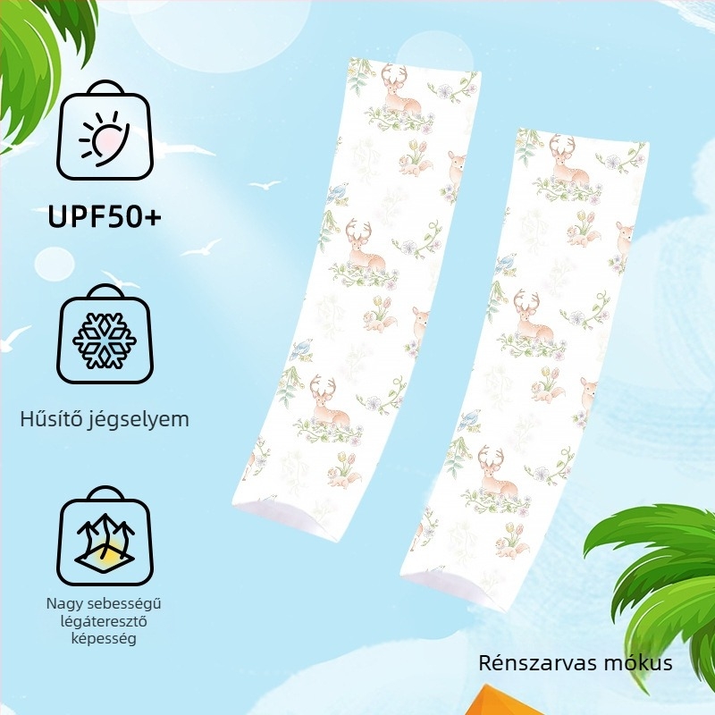 Gyerekek UV-védő ujjvédői, lélegző, rajzfilm mintával, 1–13 éveseknek