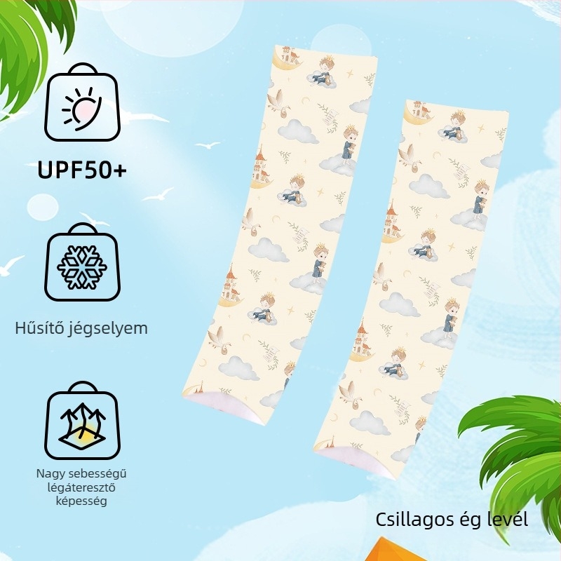 Gyerekek UV-védő ujjvédői, lélegző, rajzfilm mintával, 1–13 éveseknek