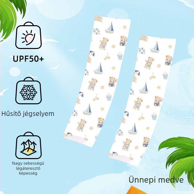 Gyerekek UV-védő ujjvédői, lélegző, rajzfilm mintával, 1–13 éveseknek