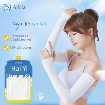 Női napvédő ujjvégek kültéri kerékpározáshoz – Ice Silk hűtőhatás, UV védelem, Nylon anyag 81-95%