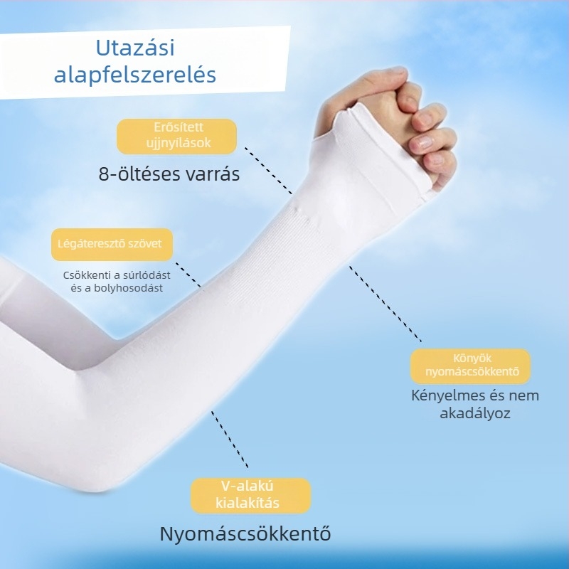 Női napvédő ujjvégek kültéri kerékpározáshoz – Ice Silk hűtőhatás, UV védelem, Nylon anyag 81-95%