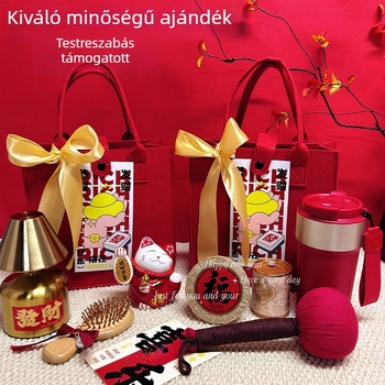 Filcből készült üzleti ajándék szett kínai stílusban, díszdobozban; céges, promóciós és reklám ajándékokhoz.