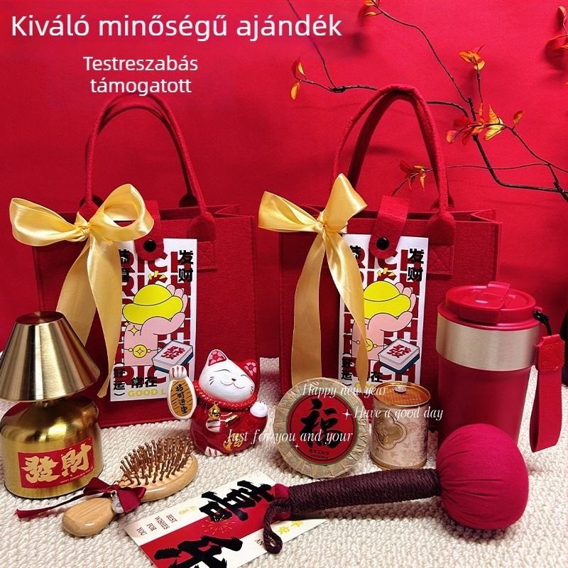 Filcből készült üzleti ajándék szett kínai stílusban, díszdobozban; céges, promóciós és reklám ajándékokhoz.