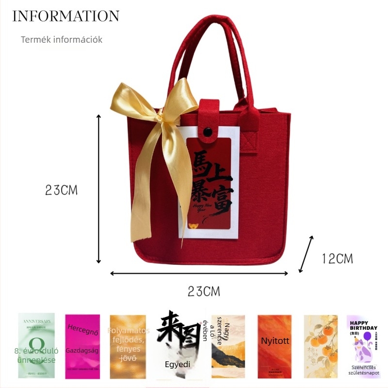 Filcből készült üzleti ajándék szett kínai stílusban, díszdobozban; céges, promóciós és reklám ajándékokhoz.