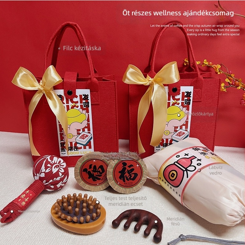 Filcből készült üzleti ajándék szett kínai stílusban, díszdobozban; céges, promóciós és reklám ajándékokhoz.