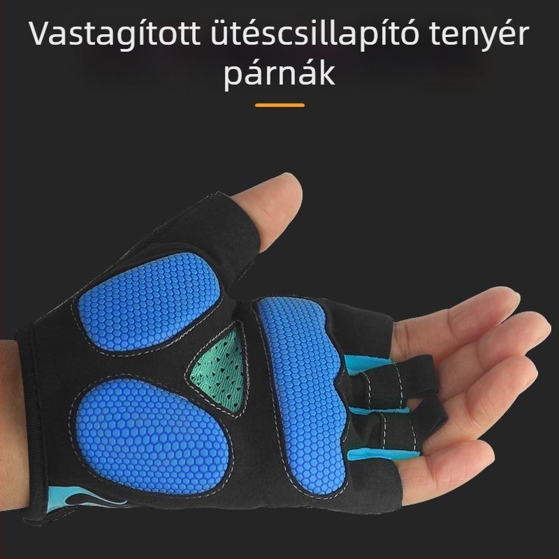 Uniszex kerékpáros kesztyű UV védelemmel, légáteresztő, félujjas