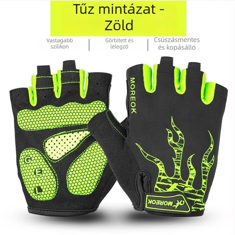 Uniszex kerékpáros kesztyű UV védelemmel, légáteresztő, félujjas