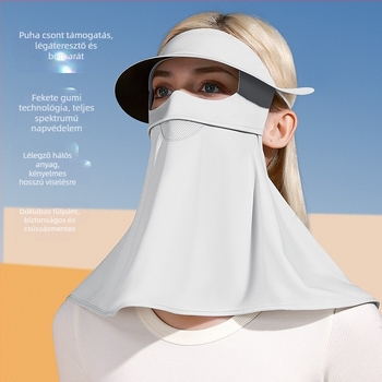 Női napvédő arcmaszk, lélegző nylon anyag, teljes arcvédő, nyak- és homlokvédelmet nyújtó, eredeti dizájn
