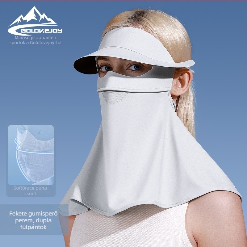 Női napvédő arcmaszk, lélegző nylon anyag, teljes arcvédő, nyak- és homlokvédelmet nyújtó, eredeti dizájn