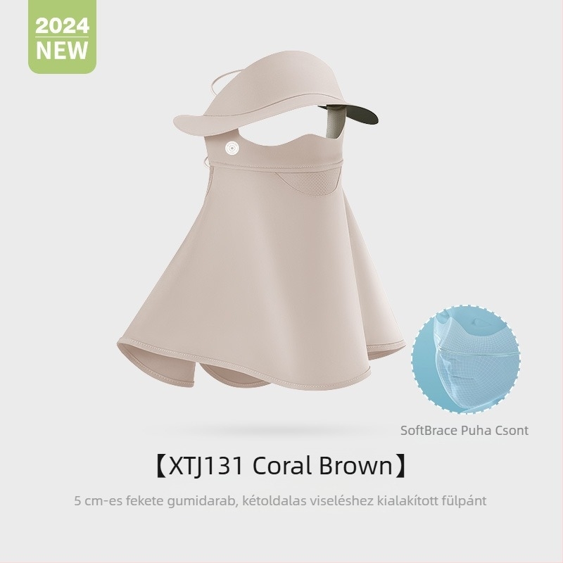 Női napvédő arcmaszk, lélegző nylon anyag, teljes arcvédő, nyak- és homlokvédelmet nyújtó, eredeti dizájn