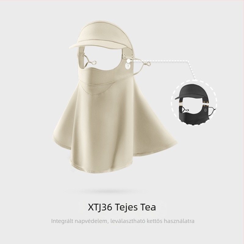 Női napvédő arcmaszk, lélegző nylon anyag, teljes arcvédő, nyak- és homlokvédelmet nyújtó, eredeti dizájn