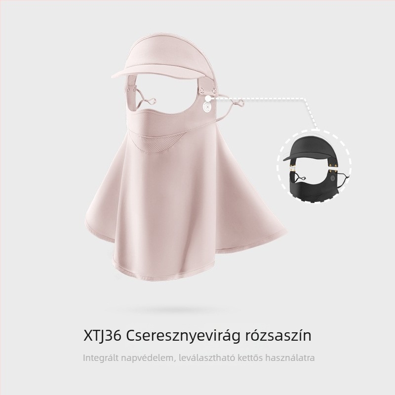 Női napvédő arcmaszk, lélegző nylon anyag, teljes arcvédő, nyak- és homlokvédelmet nyújtó, eredeti dizájn