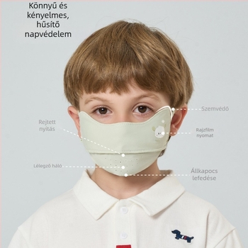 Gyerekeknek szóló nyári UV-védett légáteresztő arcmaszk, könnyű, nylon ice silk anyagból, 3–8 éveseknek