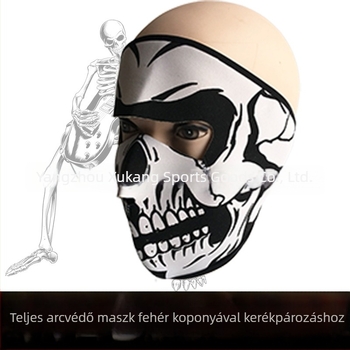 Kerékpáros maszk szélálló kísérteties dizájnnal, koponya nyomtatás, 58 g, SBR-kompozit, uniszex