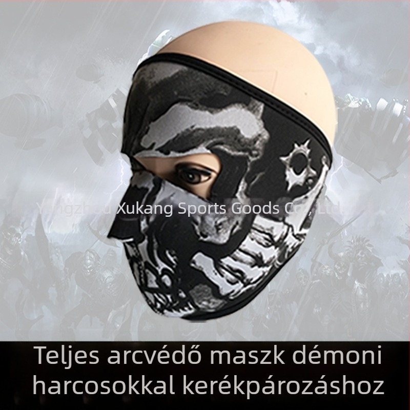 Kerékpáros maszk szélálló kísérteties dizájnnal, koponya nyomtatás, 58 g, SBR-kompozit, uniszex