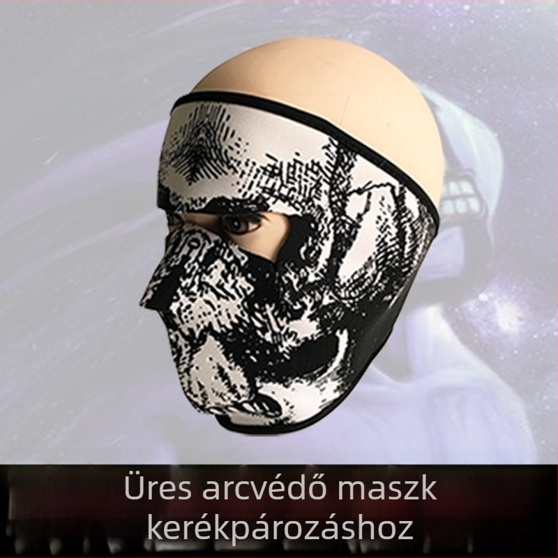 Kerékpáros maszk szélálló kísérteties dizájnnal, koponya nyomtatás, 58 g, SBR-kompozit, uniszex