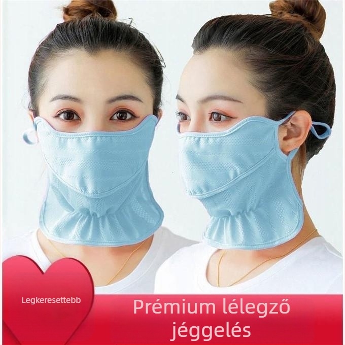 Nyári lélegző arcmaszk UV-védelmet nyújtó, félfedéses dizájnnal, Ice Silk poliészter anyagból