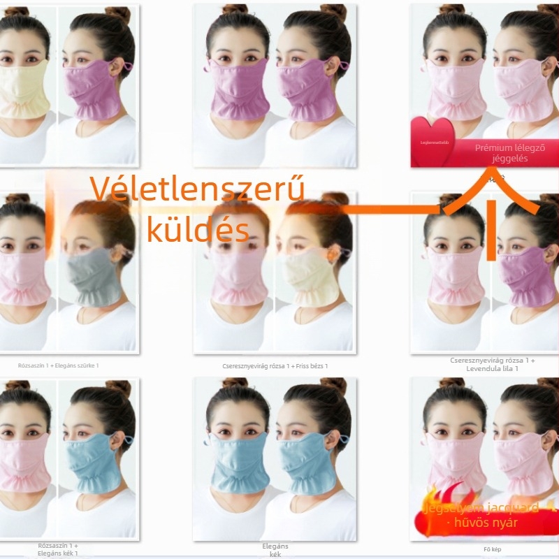 Nyári lélegző arcmaszk UV-védelmet nyújtó, félfedéses dizájnnal, Ice Silk poliészter anyagból