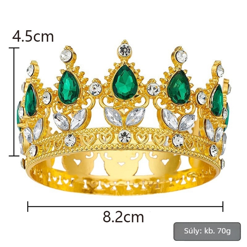 Barokk kör alakú tiara nőknek, ötvözetből, kristályokkal, Baili, elektroplatált