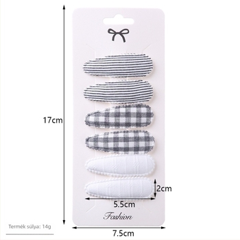 Koreai stílusú csepp alakú hajcsat készlet, 6 darab, textil virágos hímzéssel, kézzel készített, gyerekeknek