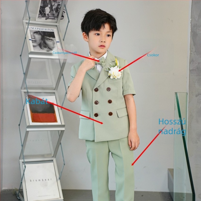 Gyerek öltöny készlet zakóval – angol stílus; poliészter 80%; 8 év feletti gyermekek számára; nyár 2024 szezon (Poliészter 80%, angol stílus, 8+ év, nyár 2024)