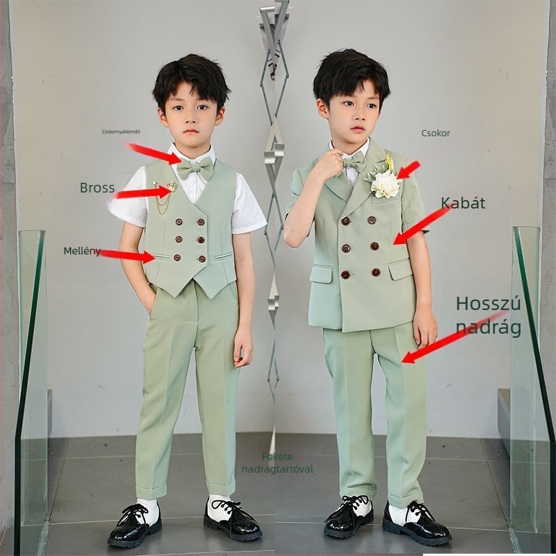 Gyerek öltöny készlet zakóval – angol stílus; poliészter 80%; 8 év feletti gyermekek számára; nyár 2024 szezon (Poliészter 80%, angol stílus, 8+ év, nyár 2024)