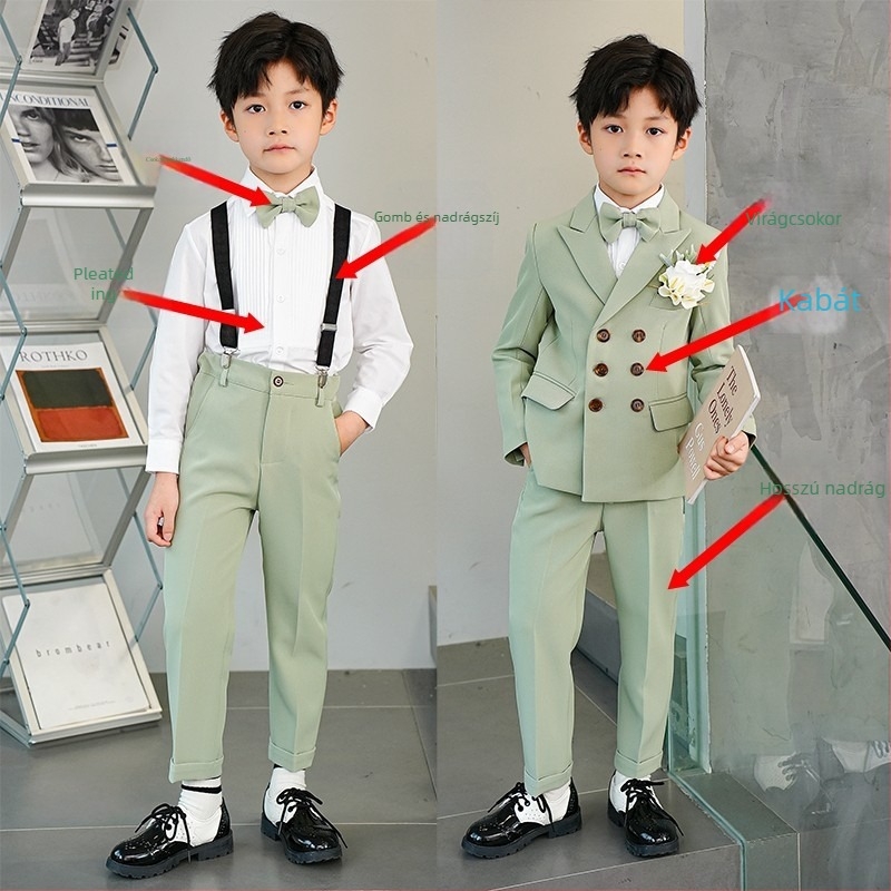 Gyerek öltöny készlet zakóval – angol stílus; poliészter 80%; 8 év feletti gyermekek számára; nyár 2024 szezon (Poliészter 80%, angol stílus, 8+ év, nyár 2024)