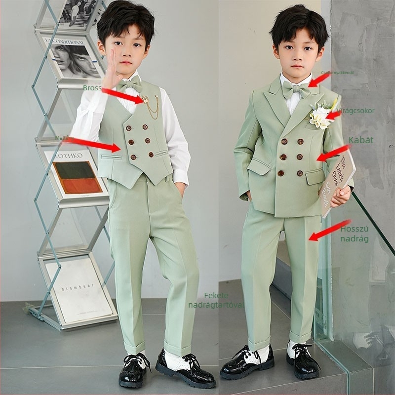 Gyerek öltöny készlet zakóval – angol stílus; poliészter 80%; 8 év feletti gyermekek számára; nyár 2024 szezon (Poliészter 80%, angol stílus, 8+ év, nyár 2024)