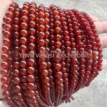 Jiejing 5A Vörös achát és színes achát természetes kristály gyöngyök DIY karkötőhöz