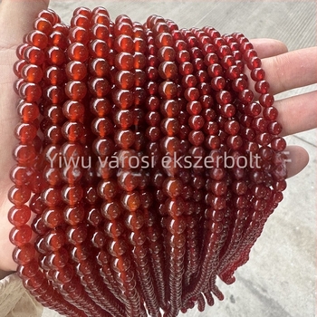 Jiejing 5A Vörös achát és színes achát természetes kristály gyöngyök DIY karkötőhöz