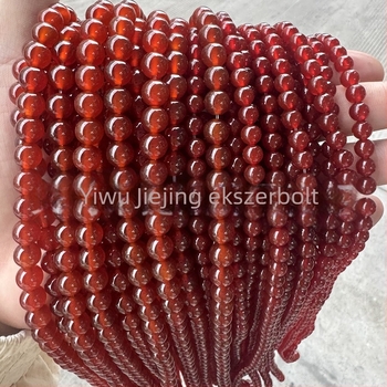 Jiejing 5A Vörös achát és színes achát természetes kristály gyöngyök DIY karkötőhöz
