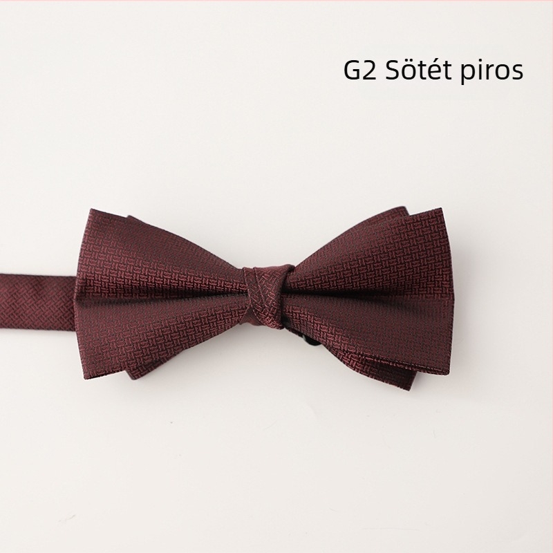 Csokornyakkendő, koreai stílus, sík fejű, herringbone mintázat, jacquard szövés, poliészter